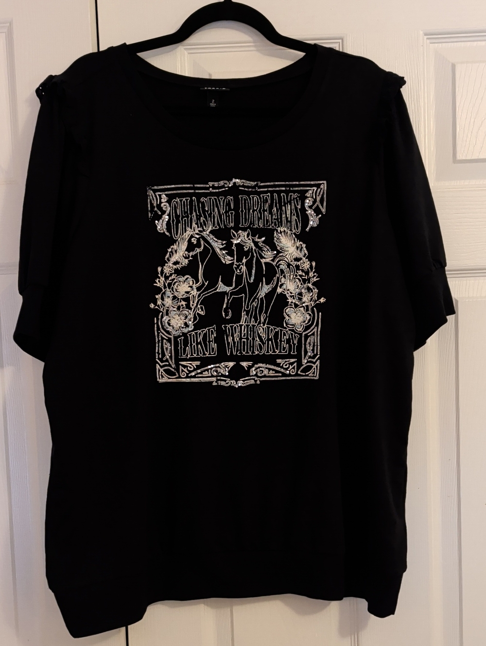 TORRID Short Sleeve Chasing Dreams Like Whiskey Sweatshirt NWOT